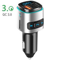 SZBAYO Bluetooth FM Transmitter for Car, Bluetooth Car Adapter Charger with QC3.0 Dual USB Port and TF Card Music Port, Bluetooth for Car Music, Support Siri Google Assistant, 7 Color LED Backlight