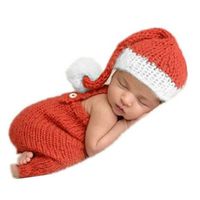 Christmas Newborn Baby Photo Prop Boy Girl Photo Shoot Outfits Crochet Knit Costume Photography Props Hat Rompers
