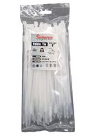 Superun 8 inch selflocking cable tie (Industrial grade zip tie) pack of 100 white