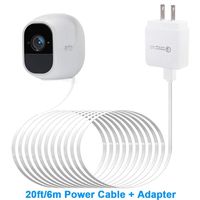 Arlo Pro Cable and Power Adapter,BECEMURU 20ft/6m Weatherproof Outdoor Charging Cable for Arlo Pro/Arlo Pro 2/Arlo GO Camera with Quick Charge 3.0 Power Adapter,Extension Power Cable White