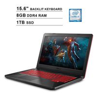 2020 Asus TUF FX504 15.6 Inch 120Hz FHD 1080P Gaming Laptop, Intel 6-Core i7-8750H up to 4.1 GHz, NVIDIA GTX 1050 Ti 4GB, 8GB DDR4 RAM, 1TB SSD, HDMI, WiFi, Bluetooth, Backlit KB, Windows 10 Home