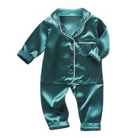 Driuankeji Tollder Boys Pajamas Set Long Sleeve Button Shirt + Pants Homewear Sleepwear Nightgown Clothes Outfits Green