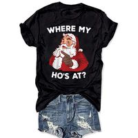 Winsummer Christmas Shirts for Women's Christmas Santa Claws Short Sleeve Round Neck T Shirt Funny Christmas Graphic Tee Tops