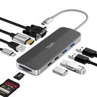 TSUPY USB C HUB,Type C Adapter HUB to 4K HDMI,1080P VGA, 1Gbps Ethernet,PD 3.0 Charging,SD/TF Card Reader,4 USB 3.0/2.0 Ports for New MacBook Pro,Surface Go, Samsung and More Type C Devices