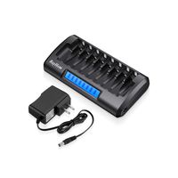 RayHom 8 Bay Smart LCD AA, AAA Ni-MH Ni-Cd Rechargeable Battery Charger