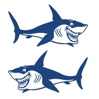 MonkeyJack 2 Pieces Blue Shark Decals Kayak Canoe Boat Car Laptop Surfboard Window Stickers - Waterproof and Long Lasting