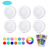 Cadrim Puck Lights, LED Color Changing Puck Lightings and Dimmable Under Cabinet Lights Battery Powered Under Counter Lights with 2 Wireless Remote Controls for Kitchen(6 Pack)