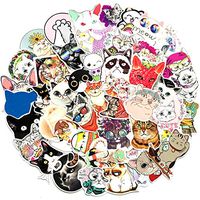 BOROLA 50pcs Not Random Cat Kitty Stickers for Laptop Cars Motorcycle Bicycle Luggage Graffiti Skateboard Waterproof Vinyl Scrapbook Stickers