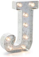 Darice Silver Metal Marquee Letter - J - 9.87" Tall, Galvanized Silver Finish
