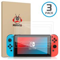 MANTO Screen Protector for Nintendo Switch 2017 Tempered Glass Film Fingerprint Resistance 3-Pack