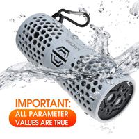 EBODA Waterproof Bluetooth Speaker, Portable Wireless IPX7 Outdoor Sport Music Speaker, 12W Premium Stereo & Bass Sound, Aux, Built-in Shockproof Mic, Hands-Free for Shower, Bike, Beach, Hiking-Gray