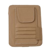 UNKE Sun Visor Organizer Detachable Portable PU Leather Multi-Pocket Card Sunglasses Holder Bag Organizer,Beige