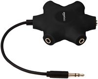 AmazonBasics 5-Way Multi Headphone Splitter, Black, 5-Pack