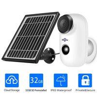 1080P Solar Wireless Camera,Outdoor Security Camera,App Remote,2-Way Audio,Motion Alert,Rechargeable Batteries,IP65 Waterproof,Night Vision,2.4GHz WiFi,Encrypted Cloud Storage & 32GB SD Storage