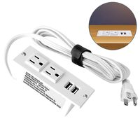 Conference Recessed Power Strip Socket,Desktop Power Grommet Power Strip With 2-Outlet & 2 USB Ports(white)