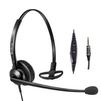 Cell Phone Headset with Noise Canceling Mic with in-line Volume Control and Mic Mute 3.5mm Headset Over The Head for Apple iPhone Samsung BlackBerry and Most Other Androids Mobiles