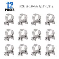 Glarks 12Pack 11-13mm Stainless Steel Mini Fuel Injection Hose Clamps Adjustable Pipe Hose Clip Tube Clamps Set (7/16''-1/2'' Dia)