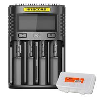 NITECORE UMS4 Intelligent USB Four Slot Quick Battery Charger for Li-Ion/Ni-MH/Ni-Cd/IMR 16340 14500 18650 21700 20700 AA AAA and More Batteries, with LumenTac Battery Organizer