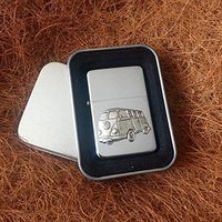 Star Cigarette Lighter with Antique Pewter Camper Van Camping Emblem, Tin,Stunning