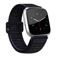 AK Bands Compatible with Fitbit Versa, Soft Replacement Wristband Sport Loop with Fastener Adjustable Closure for Fitbit Versa Lite Women Men (Black Sand, 5.5" - 9.4")