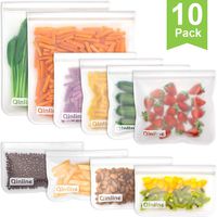 Reusable Storage Bags - 10 Pack Reusable Freezer Bags(2 Reusable Gallon Bags + 4 BPA FREE Reusable Sandwich Bags + 4 Leakproof Reusable Snack Bags) Ziplock Lunch Bags for Food Marinate Meat Fruit