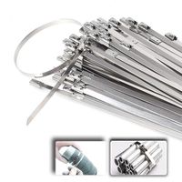 Stainless Steel Cable Ties, Tiberham 100 Pcs 7.9" Heavy Duty Self-Locking Cable Zip Ties, Multi-Purpose Metal Exhaust Wrap Locking Ties for Home Office Garage Workshop