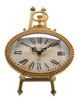 NIKKY HOME Vintage Pewter Oval Standing Table Clock, 6.5 by 9-Inch, Gold