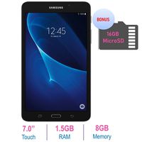 Samsung Galaxy Tab A 7.0'' Touchscreen (1280x800) Wi-Fi Tablet, Quad-Core 1.3GHz Processor, 1.5GB RAM, 8GB Memory, Dual Cameras, Bluetooth, Up to 11 hrs Battery, 16GB MicroSD Card, Android OS