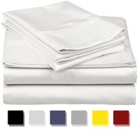 True Luxury 1000-Thread-Count 100% Egyptian Cotton Bed Sheets, 4-Pc King White Sheet Set, Single Ply Long-Staple Yarns, Sateen Weave for Kids and Adults, Fits Mattress Upto 18'' Deep Pocket