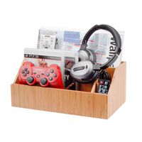 MobileVision Bamboo Media Storage Organizer Holder for Remote Controls, Video Games, Audio Accessories, Small Electronics Caddy & Office Organizer