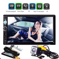 Velidy 7" Double DIN LCD Touch Screen Car Radio Player Car Stereo Support Bluetooth,Mirror Link,FM Receiver,with USB/AUX-in/TF Slot,Backup Camera + Remote Control +Touchscreen
