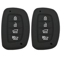 Coolbestda 2Pcs Rubber Key Fob Remote Cover Keyless Entry Jacket Holder for 2018 2017 2016 Hyundai Tucson Elantra Sonata 4Buttons (NOT FIT Flip/Pop Out/Folding Key