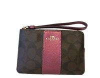 Coach Crossgrain Leather Corner Zip Wristlet Logo