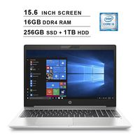 HP 2019 ProBook 450 15.6 Inch FHD Business Laptop (Intel Quad-Core i7-8565U up to 4.6 GHz, 16GB RAM, 256GB SSD + 1TB HDD, Intel UHD 620, Bluetooth, WiFi, HDMI, Win 10 Pro) (Silver)