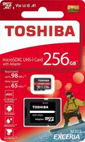 TOSHIBA Micro SD Card Memory Card Read 256GB 256G EXCERIA M303 with SD Adapter microSDXC UHS-I U3 Card 4K Class10 V30 A1 microSD 98MB/s Write 65MB/s (THN-M303R2560A2)
