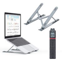Nulaxy Laptop Stand, Portable Computer Laptop Holder, Aluminum Laptop Riser with 6 Levels Height Adjustment, Fully Collapsible, Supports up to 44lbs, Fits up to 17.3 Laptop - Space Grey