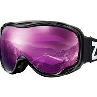 ZIONOR Lagopus Ski Snowboard Goggles UV Protection Anti Fog Snow Goggles for Men Women Youth VLT 16% Black Frame Purple Lens