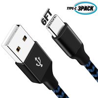 USB Type C Cable, Calipha USB C Cable [6FT/3-Pack] Nylon Braided High Speed Charger Cord Compatible Samsung Galaxy S10 S9 S8 Plus Note 9 8,Moto Z,LG V30 V20 G5,Google Pixel and More