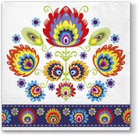 Luxuriousness Lowicz Design Luncheon Napkins 40pcs 13"x13" Polish Folk Pattern