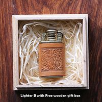 Personalized Gift Vintage Lighter Genuine Leather Cover Free Engraving SN-001B