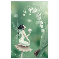 Tree-Free Greetings EcoNotes Stationary- Blank Note Cards with Envelopes, 4" x 6", Lily of The Valley, Fairy Themed, Boxed Set of 12 (FS66498)
