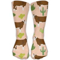 Hereford Cow Cattle Cactus Ladies Humor Long Stockings Running High Socks