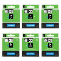 Oulei Compatible Dymo Label Tape D1 45013 45010, Replacement for Dymo LabelManager 160 280 360, 1/2 Inch x 23 Feet Black on White/Clear Tapes, 6 Cartridges
