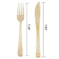 Disposable Plastic Strong Knives Forks Cutlery Set 200 BBQ Party Gld