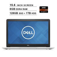 2019 Premium Dell Inspiron 15 5000 15.6 Inch HD Laptop (AMD Ryzen 5 2500U up to 3.6 GHz, 8GB RAM, 128GB SSD(Boot) + 1TB HDD, WiFi, Bluetooth, HDMI, Windows 10 Home, Platinum Silver)