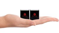 World's Smallest Pair of Bluetooth Stereo Speaker. Pred Smart Cube Stereo Mini Bluetooth Speaker with Remote Camera Shutter and Microphone, Black