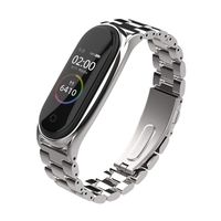 Mijobs Replacement Strap Compatible with Xiaomi Mi Band 3, Stainless Steel Replacement Band Metal Bracelet Wristband Accessories for Xiaom Mi Band 4 Strap (Silver)