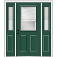 National Door Company ZZ14445R Steel, Hunter Green, Right Hand in-Swing, Prehung Door, 1/2 Lite 2-Panel, with RLB, 36" x 80" with 14" Sidelites