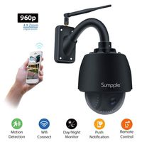 Sumpple Wireless WiFi 4X Optical Zoom PTZ Outdoor 960P Security Video Dome Camera Motion Sensor Activated with 4G SD Card Waterproof Night Vision Up to 98ft, Email Alarm, Work for IOS, Android or PC
