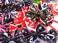 20 PCS Printed Grosgrain Ribbon Flowers Bows Wedding Appliques Craft Mix